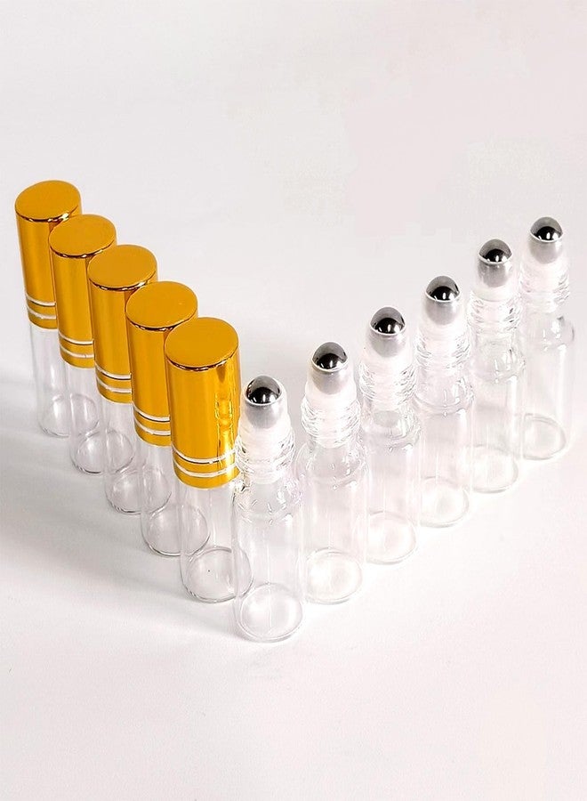PYAWI 50 PCS Essential Oil Roller Bottles 3ml Clear Glass Roller Bottles with Stainless Steel Roller Ball,Gold Caps,for Travel Perfume-2 Funnels, 2 Dropper, 1 Opener(3ml) - Image 3